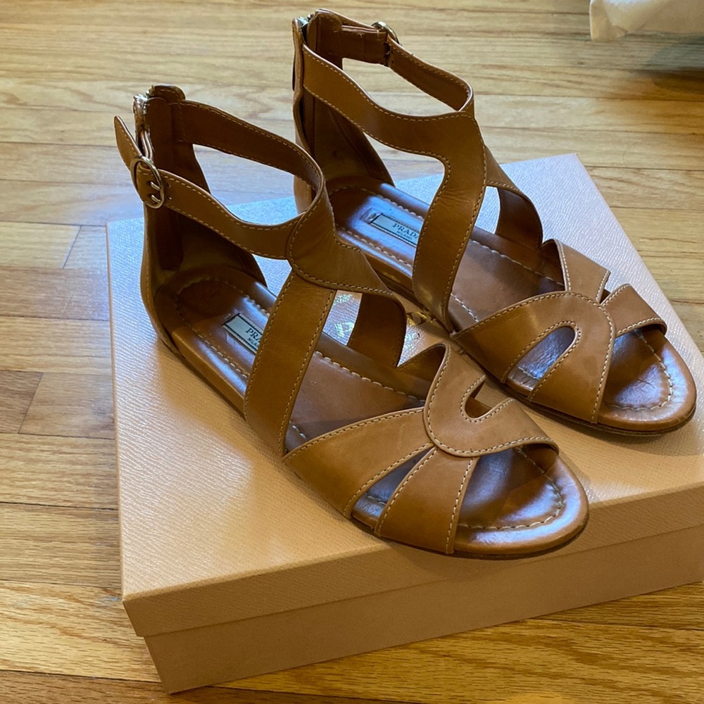Authentic Prada Gladiator Sandals in Tan/natural women’s size 39 (9)